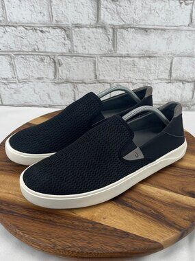 Olukai Lae'ahi Mens 10.5 Black White Breathable Mesh Slip On Shoes